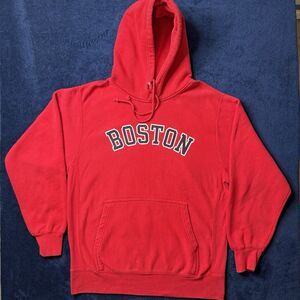 Boston Red Pullover Hoodie Sweater Size Medium Long Sleeve Pro Weave‎ Drawstring